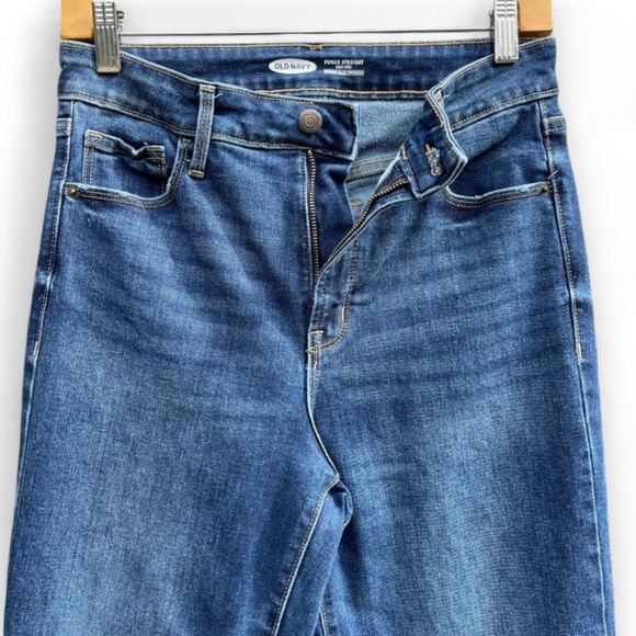 Women's Old Navy Power Slim Straight High Rise Jeans - dark wash - Picture 4 of 5